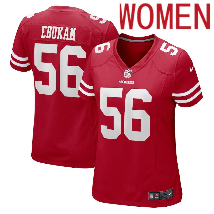 Women San Francisco 49ers #56 Samson Ebukam Nike Scarlet Game Player NFL Jersey->women nfl jersey->Women Jersey